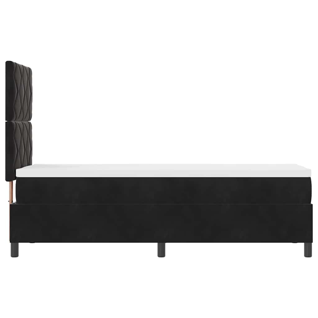 Lit à ressorts avec matelas Noir 80 x 200 cm Velours - XIOS
