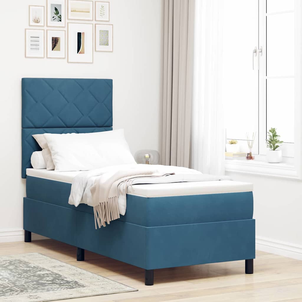 Lit à ressort LED Bleu foncé 80 x 200 cm Velours - XIOS