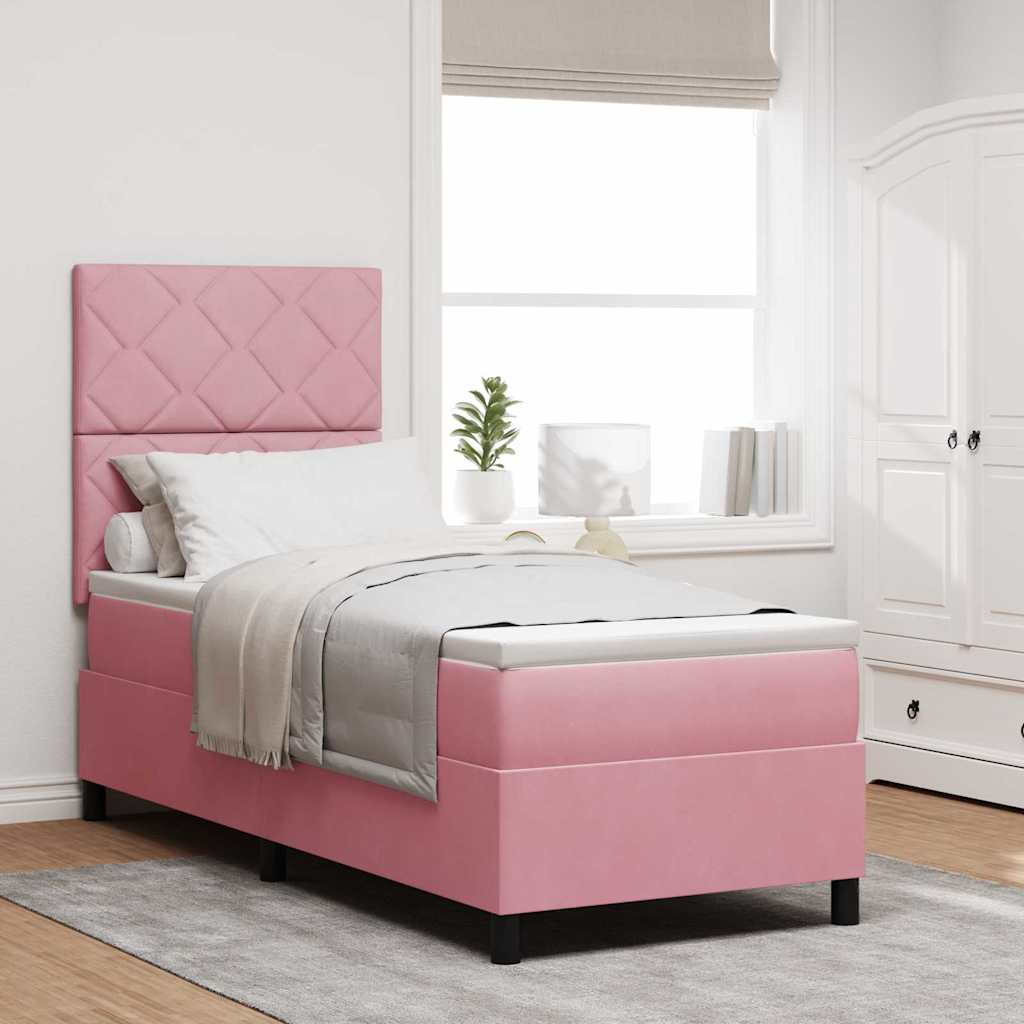 Lit à ressort LED avec tête de lit Rose 80 x 200 cm Velours