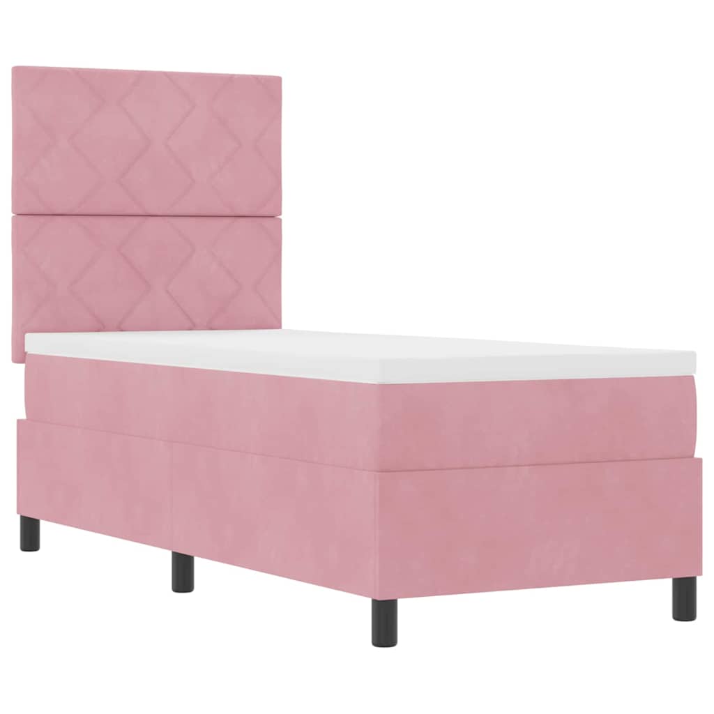 Lit à ressort LED avec tête de lit Rose 80 x 200 cm Velours