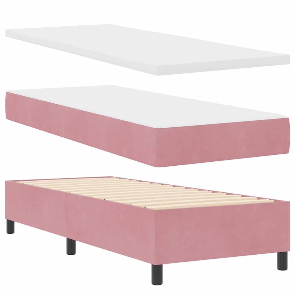 Lit à ressort LED avec tête de lit Rose 80 x 200 cm Velours