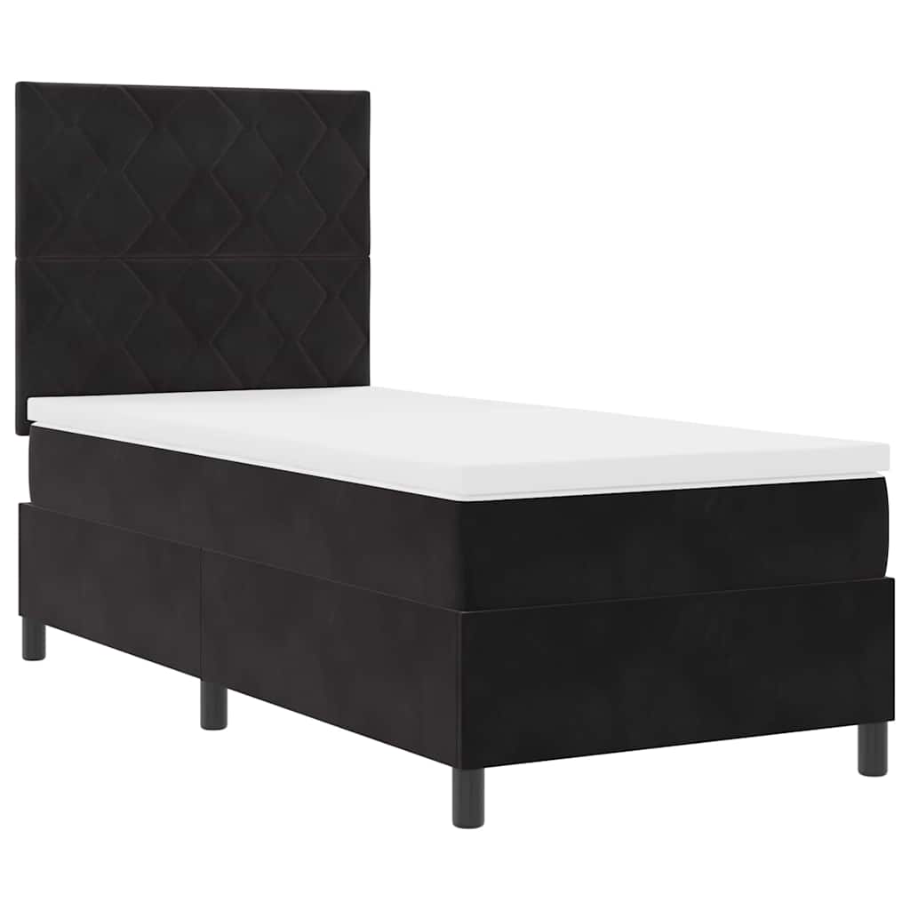Lit à ressort LED avec tête de lit Noir 90 x 190 cm Velours - XIOS
