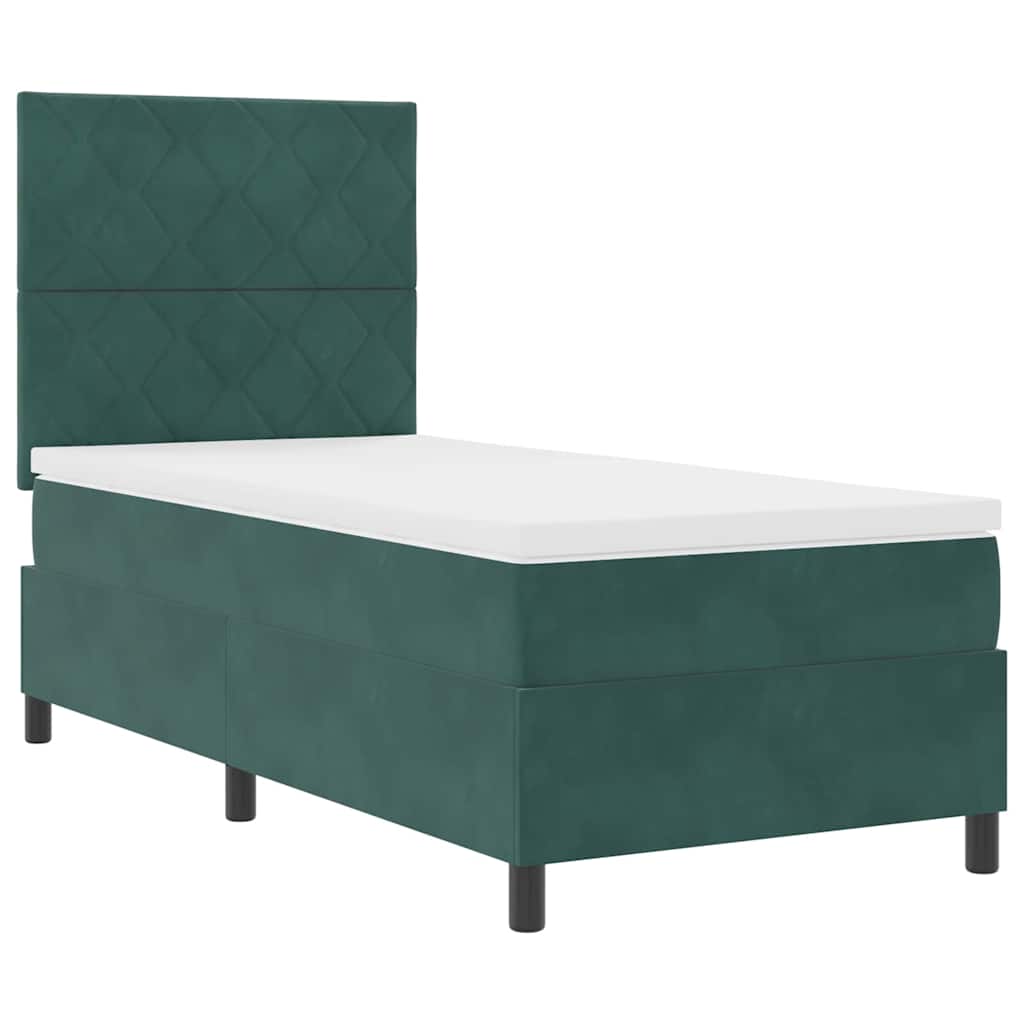 Lit à ressorts avec matelas Vert foncé 90 x 190 cm Velours - XIOS