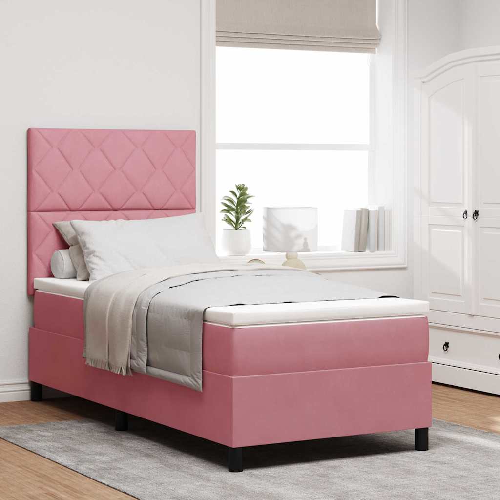 Lit à ressorts avec matelas Rose 100 x 200 cm Velours - XIOS