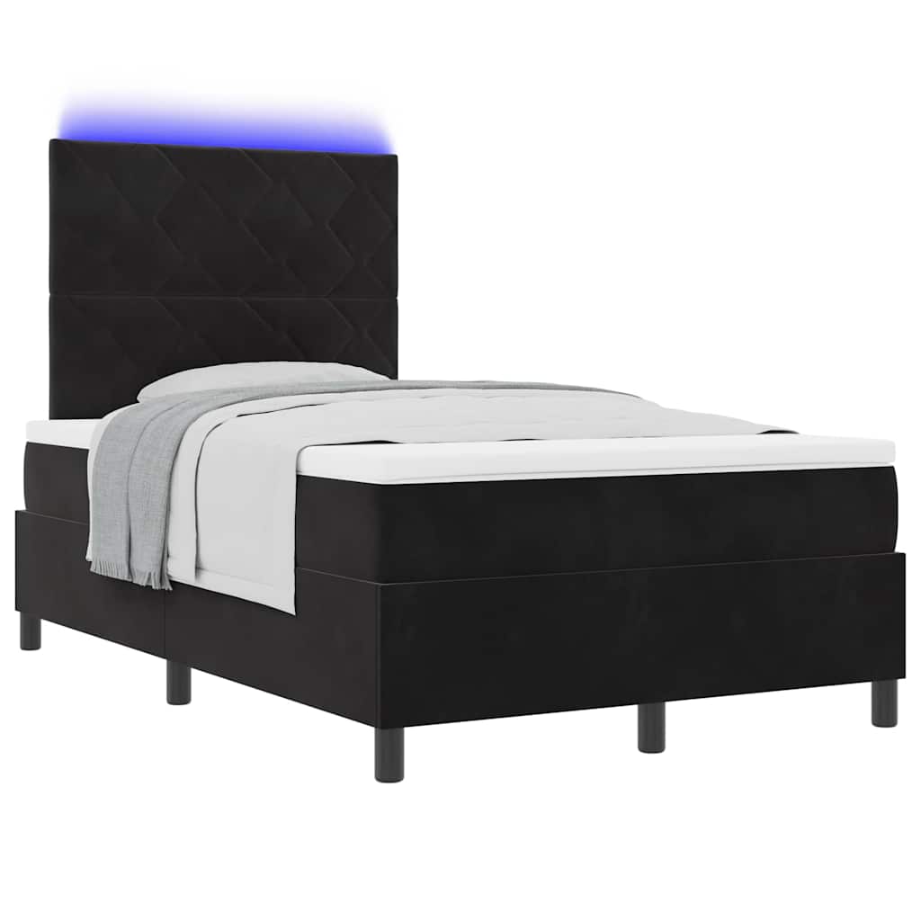 Lit à ressort LED avec matelas Noir 120 x 190 cm tissu - XIOS