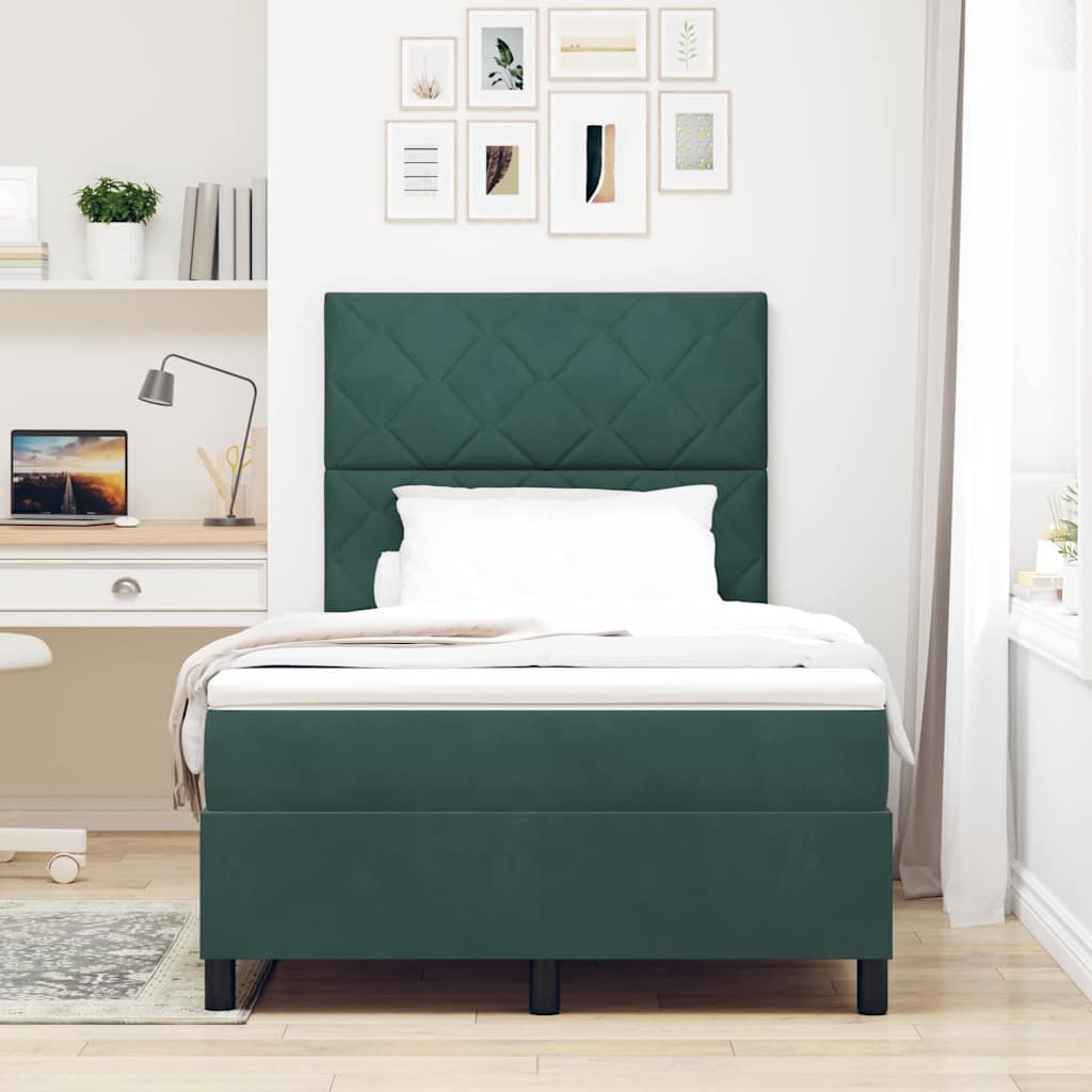 Lit à ressorts avec matelas Vert foncé 120 x 190 cm Velours - XIOS
