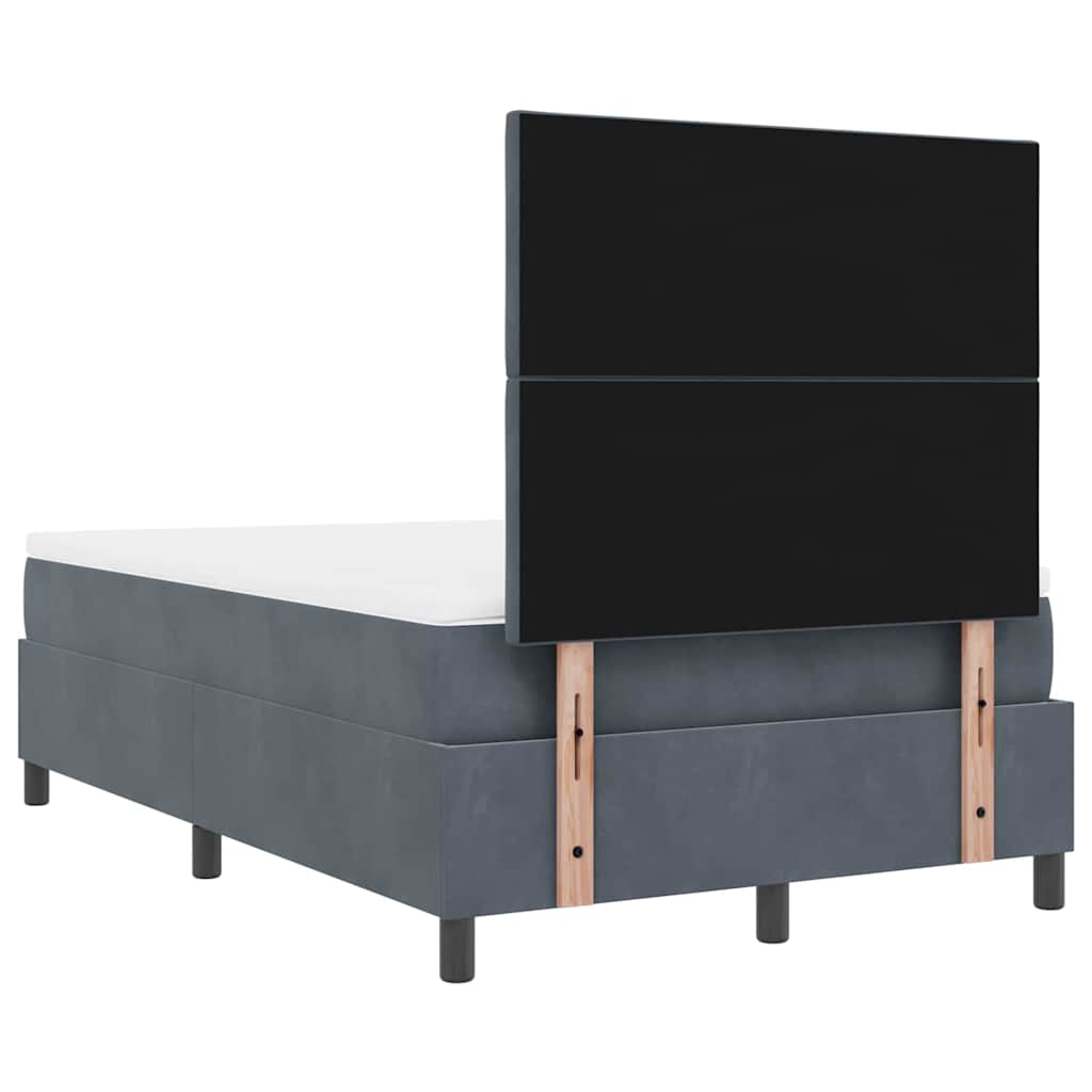 Lit à ressort LED Gris foncé 120 x 200 cm Velours