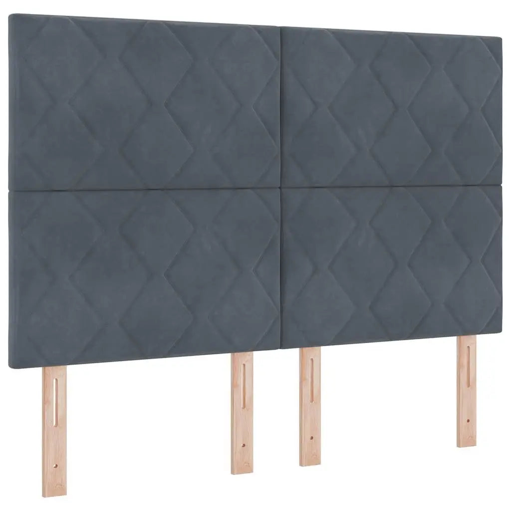 Lit à ressort LED Gris foncé 140 x 190 cm Velours - XIOS
