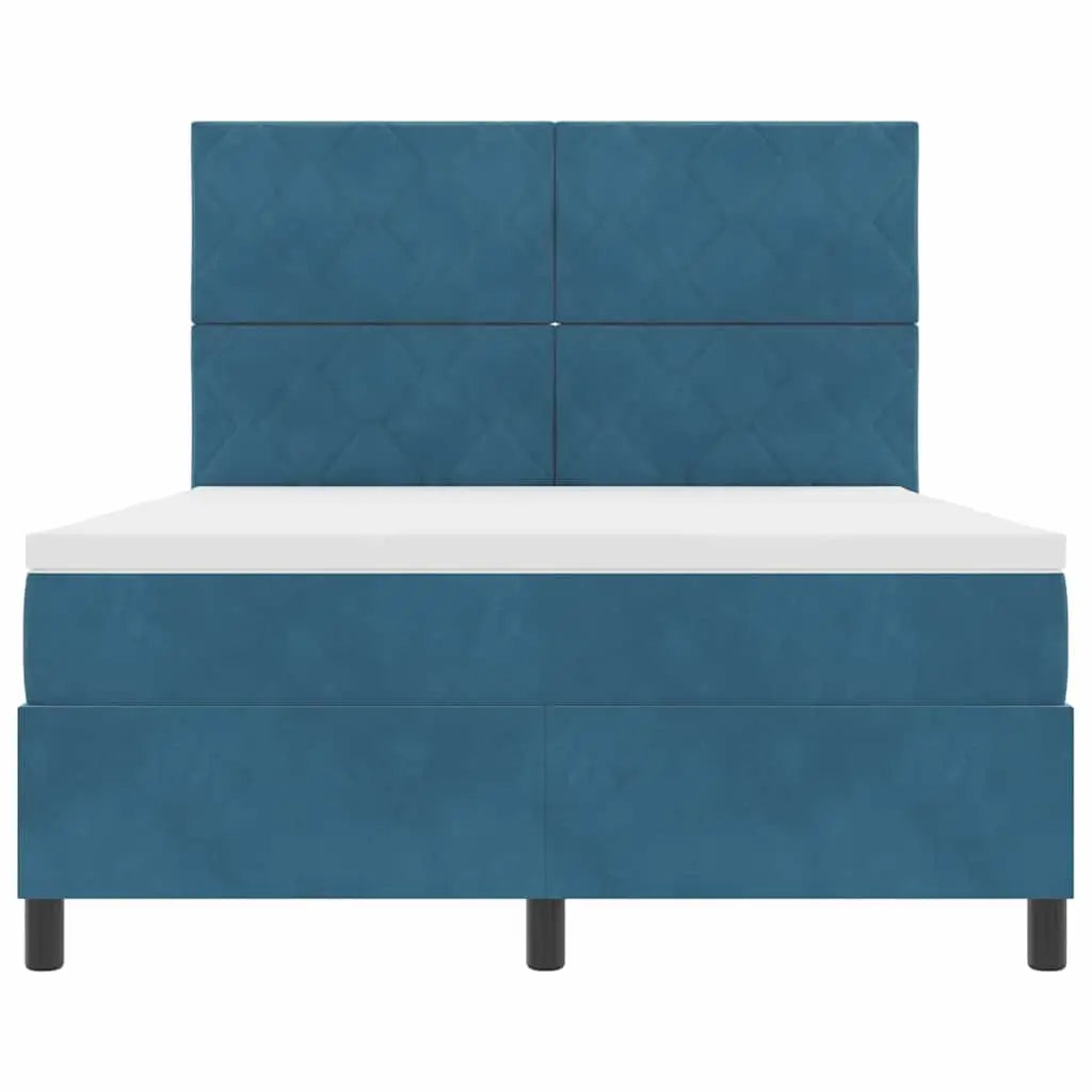 Lit à ressort LED Bleu foncé 140 x 190 cm Velours - XIOS