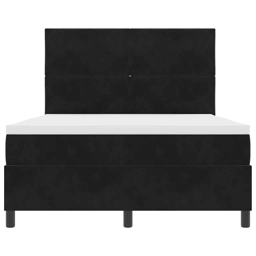 Lit à ressorts avec matelas Noir 160 x 200 cm Velours - XIOS