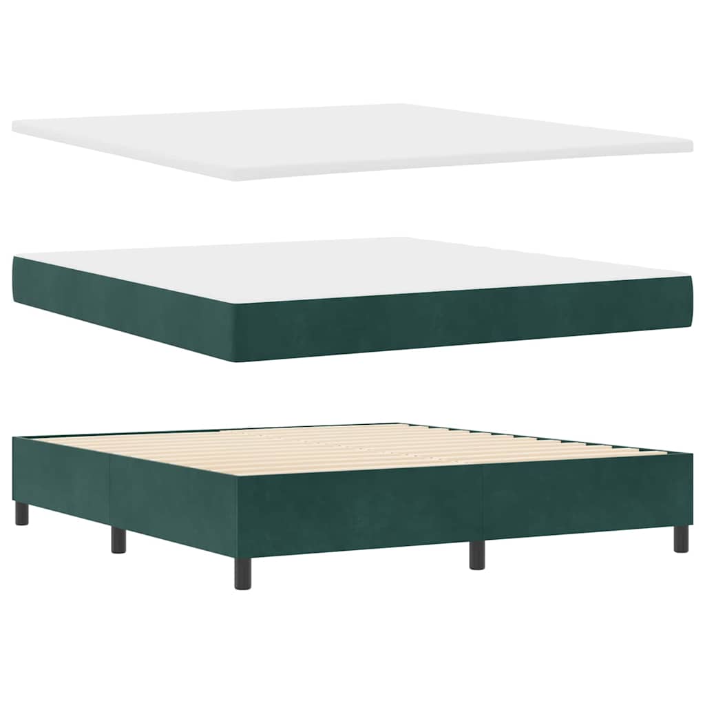 Lit à ressort LED avec matelas Vert foncé 180 x 200 cm tissu
