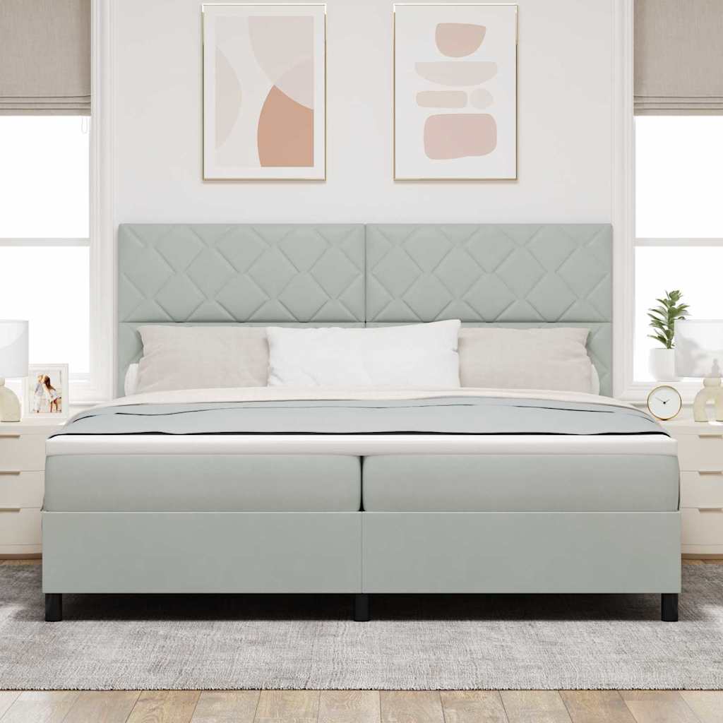 Lit à ressorts avec matelas Gris clair 200 x 200 cm Velours - XIOS