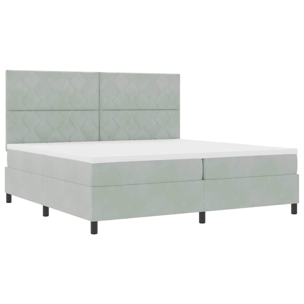 Lit à ressorts avec matelas Gris clair 200 x 200 cm Velours - XIOS