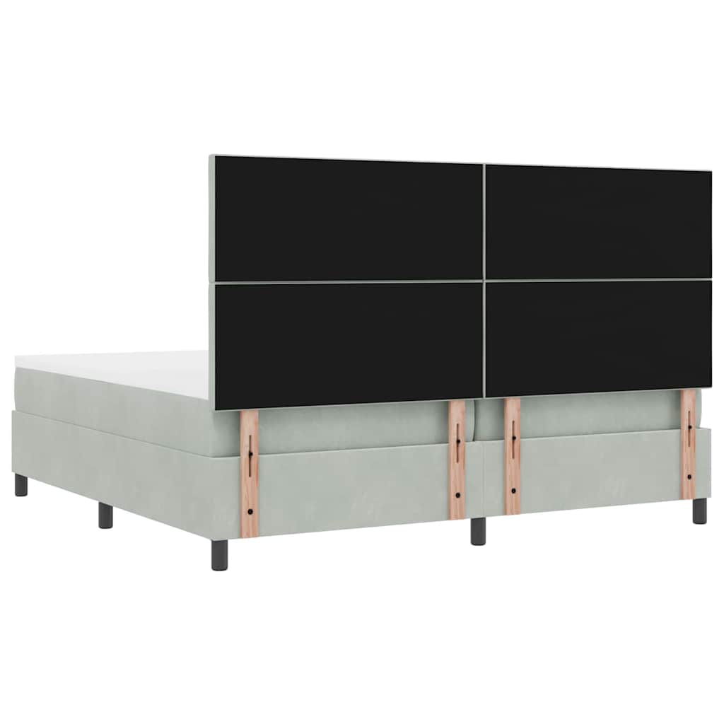 Lit à ressorts avec matelas Gris clair 200 x 200 cm Velours - XIOS