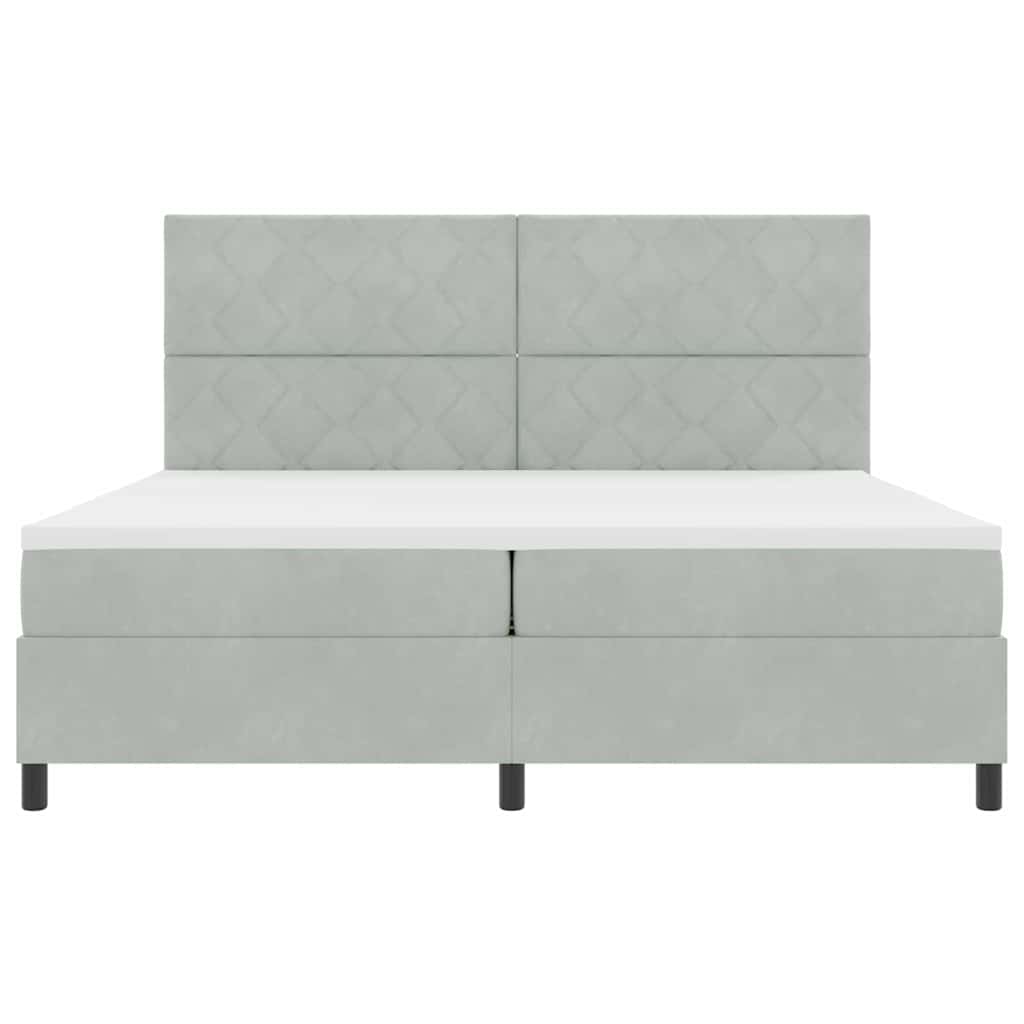 Lit à ressorts avec matelas Gris clair 200 x 200 cm Velours - XIOS