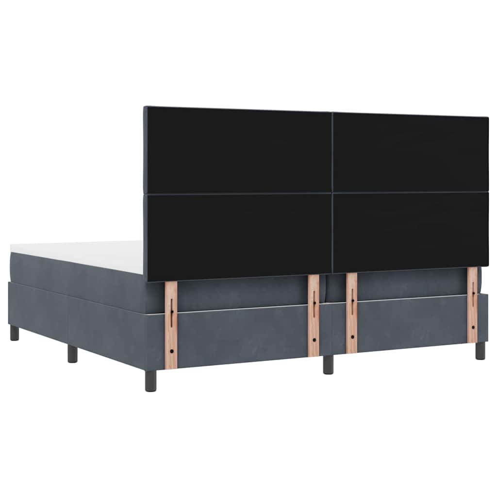 Lit à ressorts avec matelas Gris foncé 200 x 200 cm Velours - XIOS