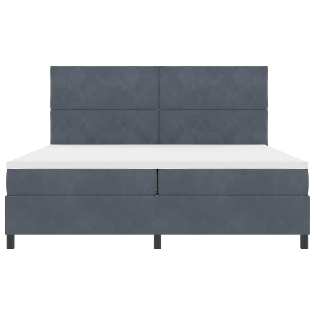 Lit à ressorts avec matelas Gris foncé 200 x 200 cm Velours - XIOS