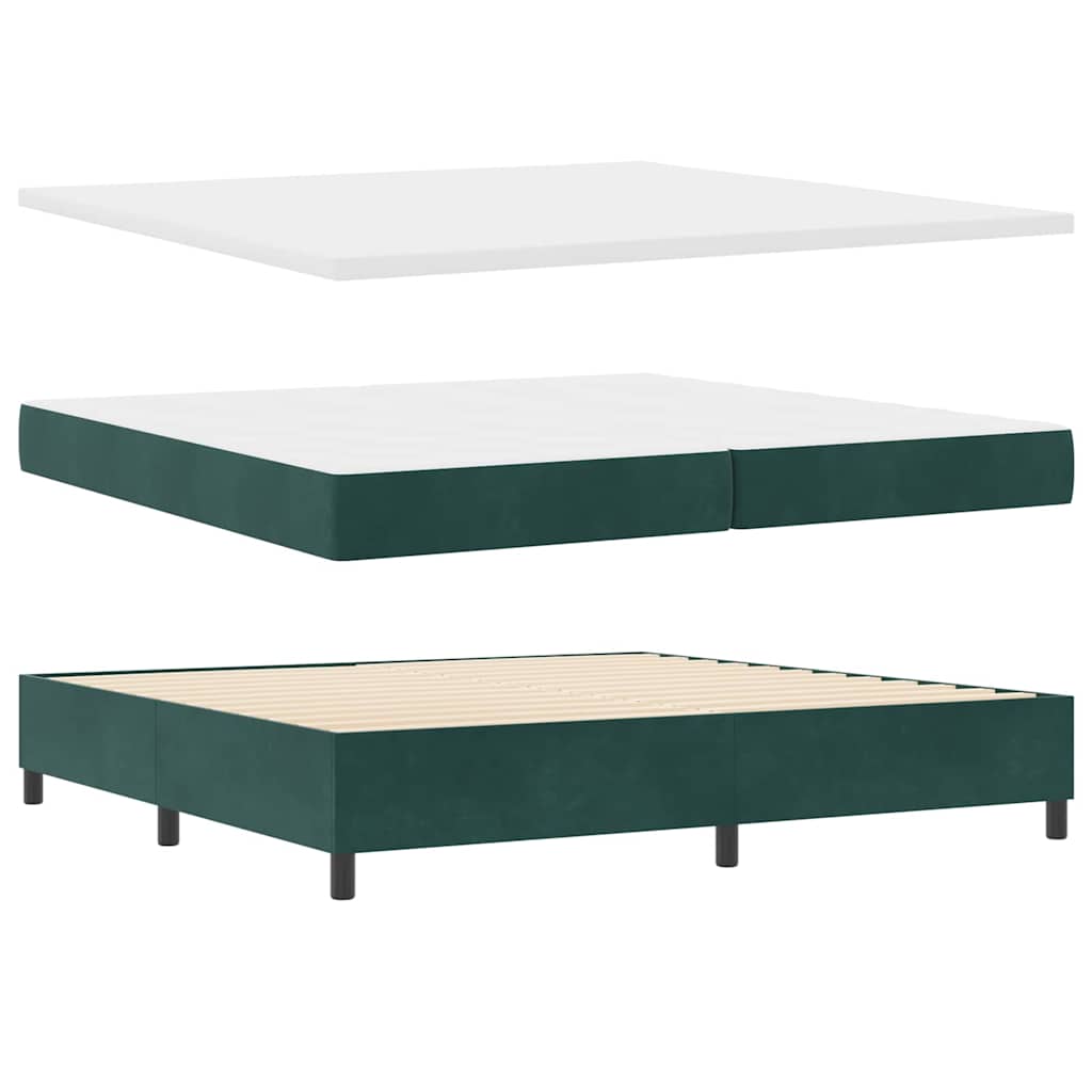 Lit à ressorts avec matelas Vert foncé 200 x 200 cm Velours - XIOS