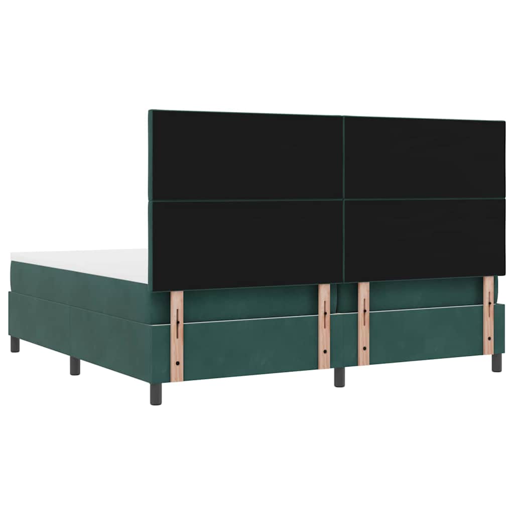 Lit à ressorts avec matelas Vert foncé 200 x 200 cm Velours - XIOS