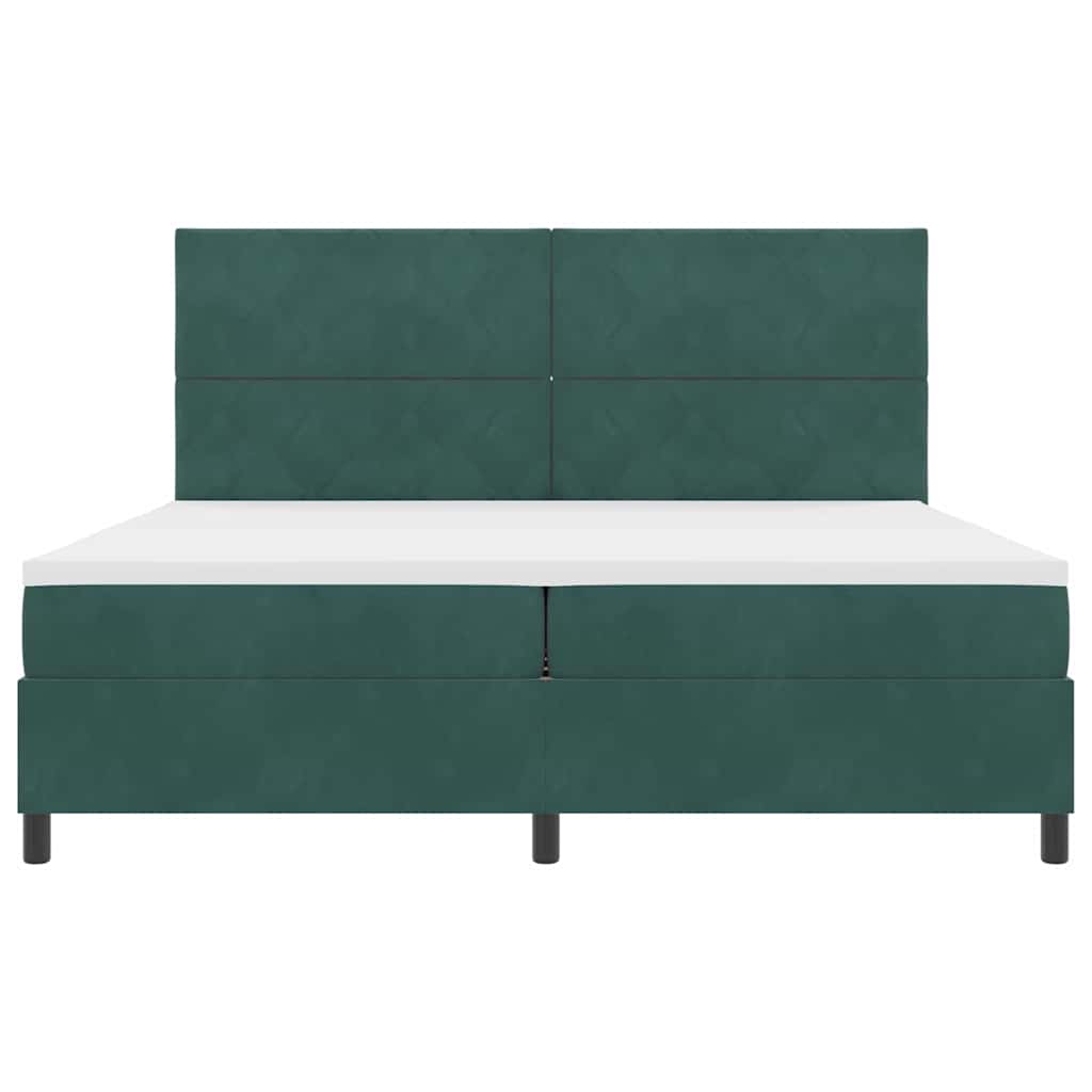 Lit à ressorts avec matelas Vert foncé 200 x 200 cm Velours - XIOS