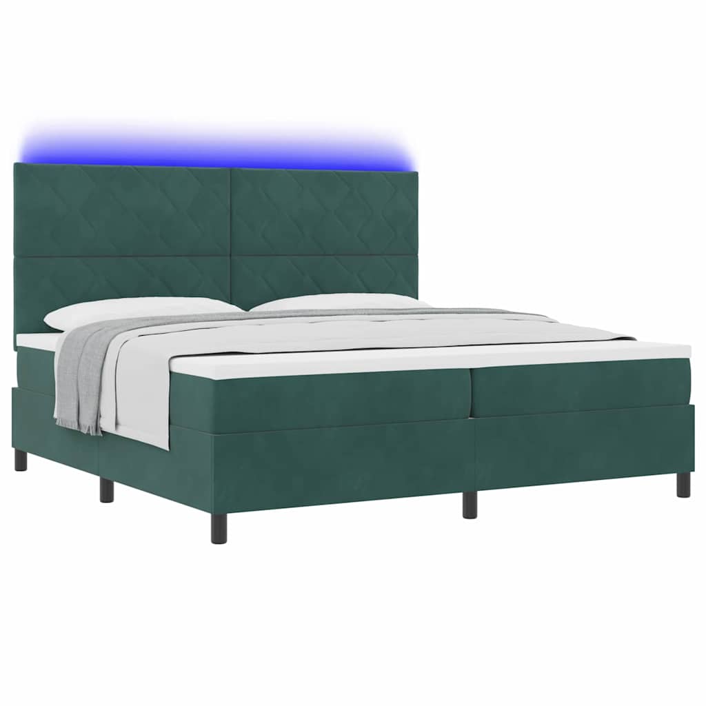 Lit à ressorts avec matelas Vert foncé 200 x 200 cm Velours - XIOS