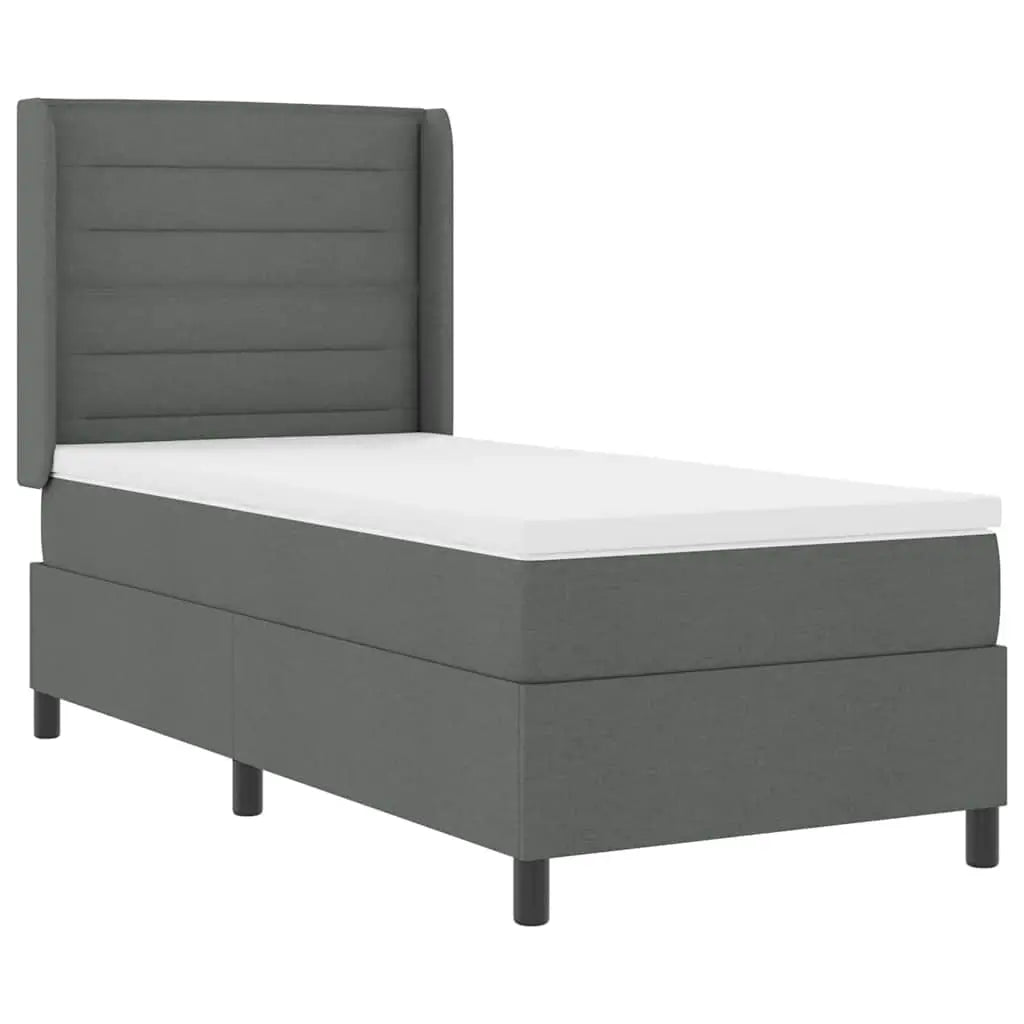 Lit à ressort LED avec matelas Gris foncé 80 x 200 cm tissu - XIOS