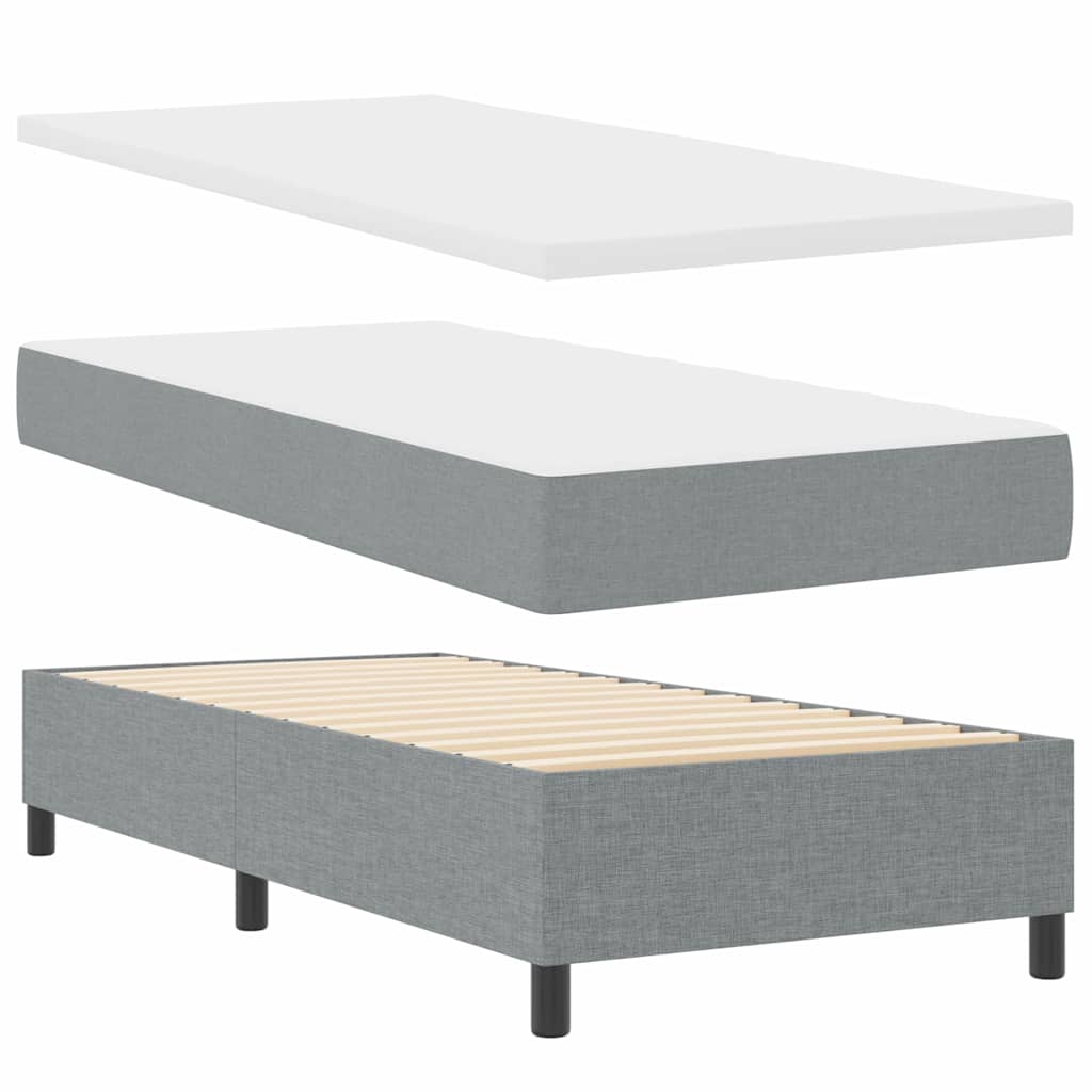 Lit à ressort LED avec matelas Gris clair 100 x 200 cm tissu - XIOS