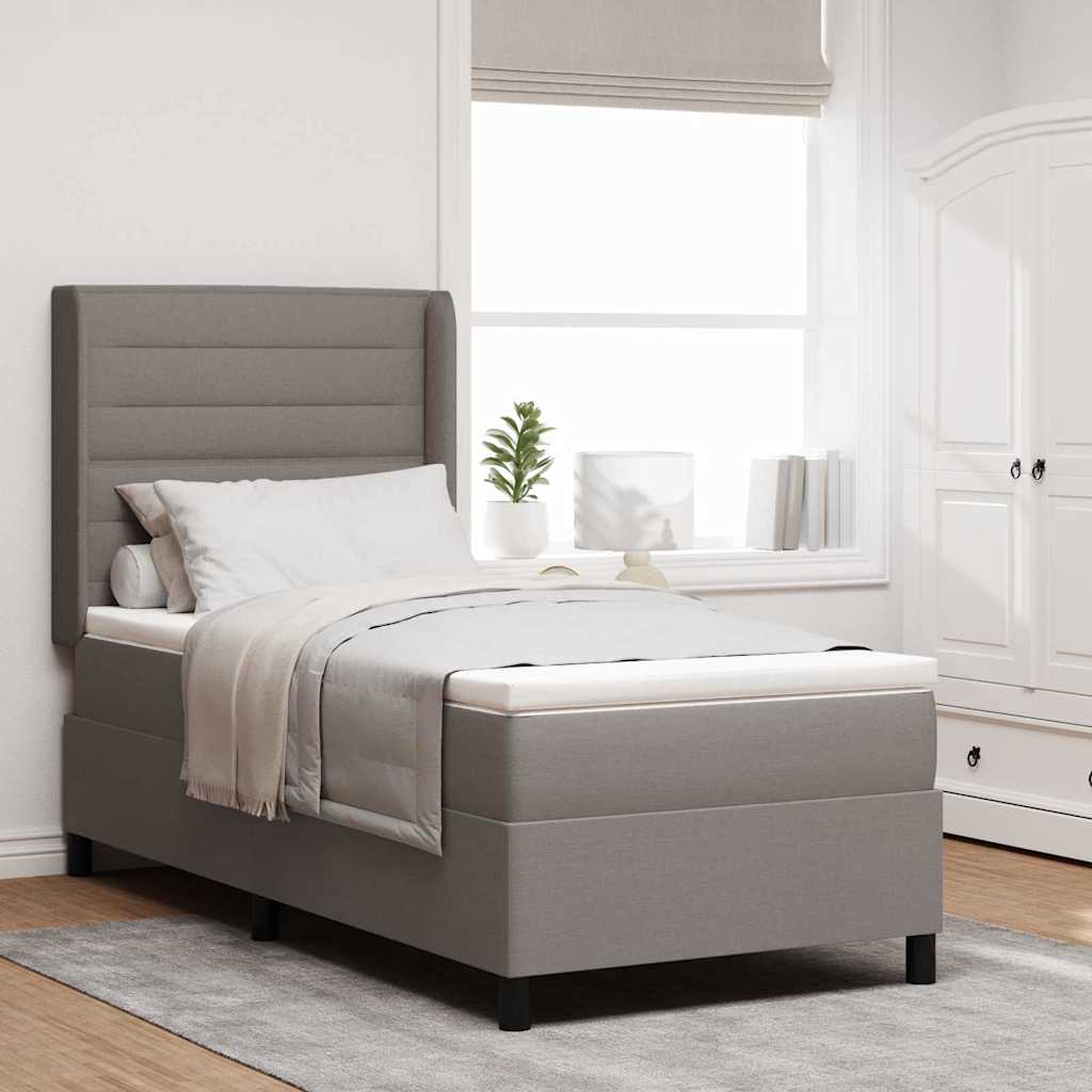 Lit à ressort LED avec matelas Taupe 100 x 200 cm tissu - XIOS