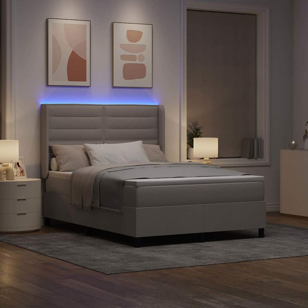 Lit à ressort LED avec matelas Taupe 140 x 190 cm tissu - XIOS