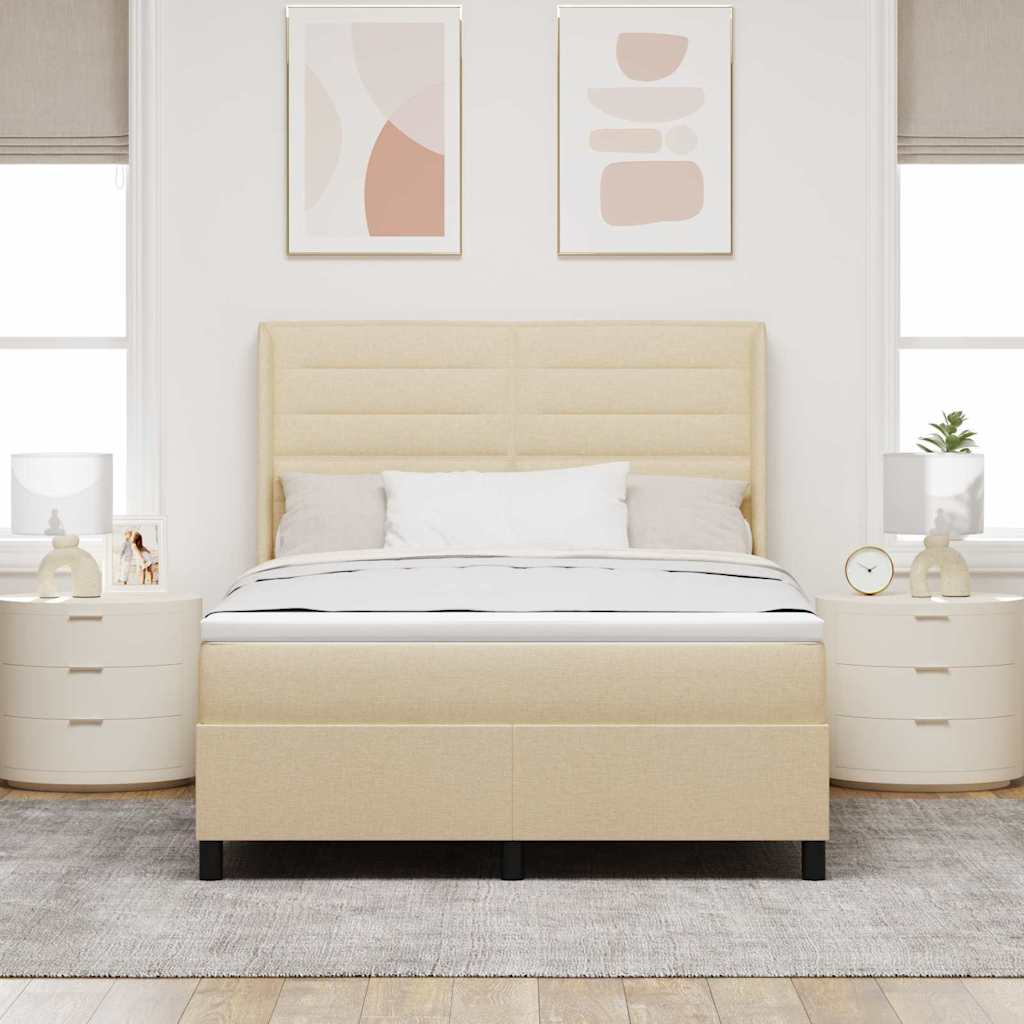 Lit à ressort LED avec matelas Crème 140 x 190 cm tissu - XIOS