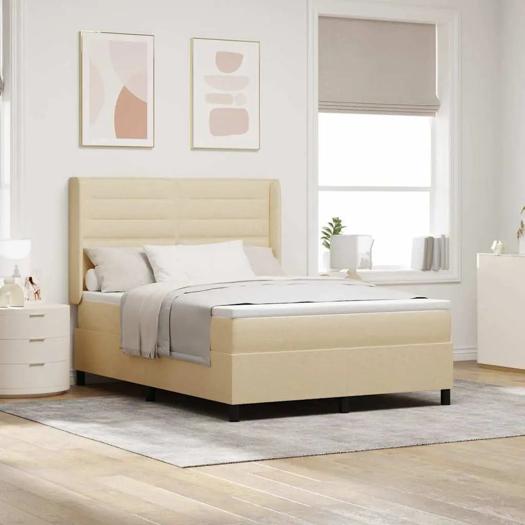 Lit à ressort LED avec matelas Crème 140 x 200 cm tissu - XIOS
