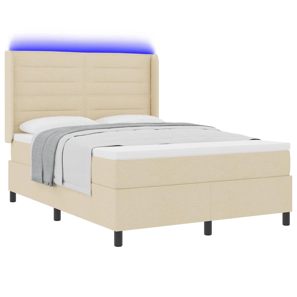 Lit à ressort LED avec matelas Crème 160 x 200 cm tissu - XIOS