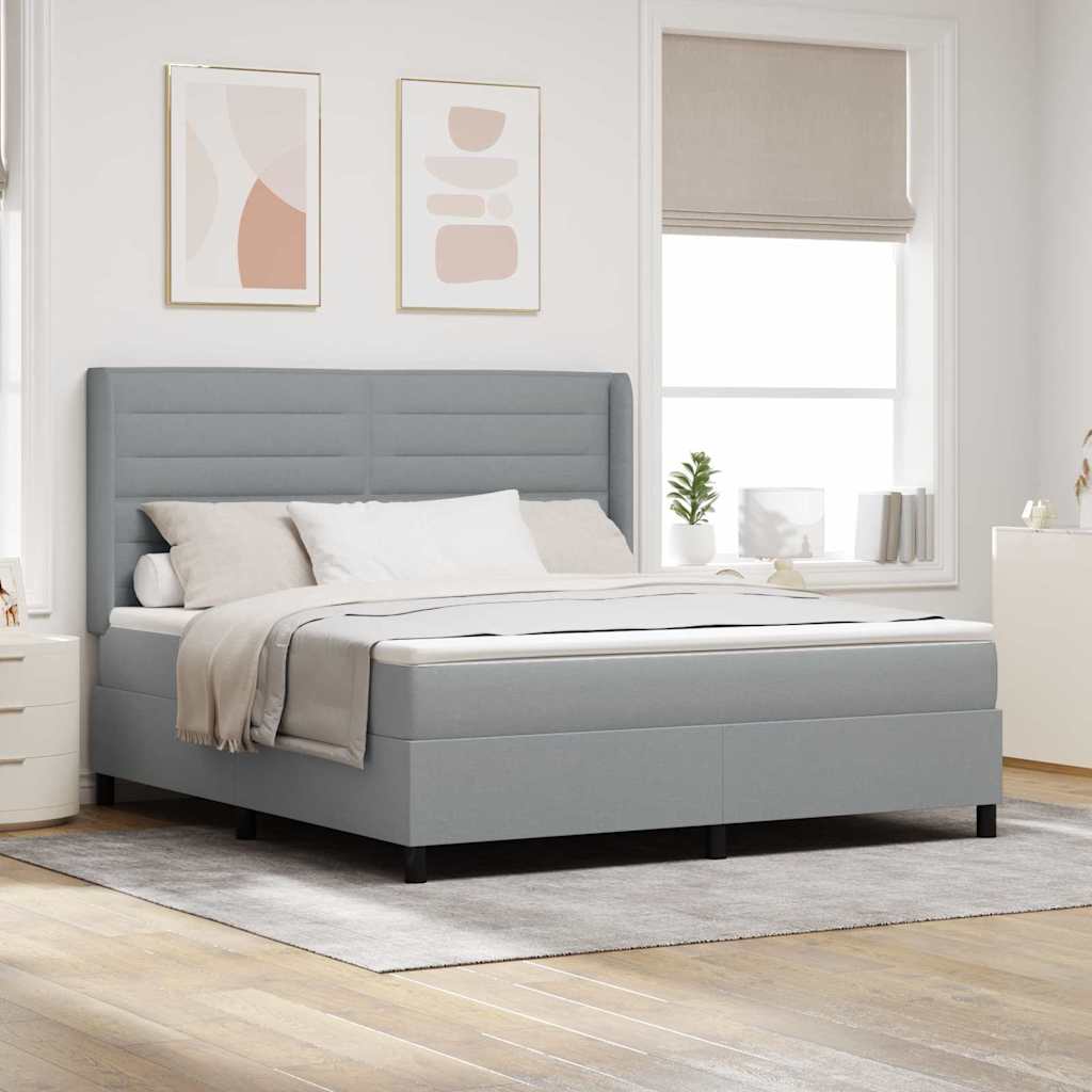 Lit à ressort LED avec matelas Gris clair 180 x 200 cm tissu - XIOS