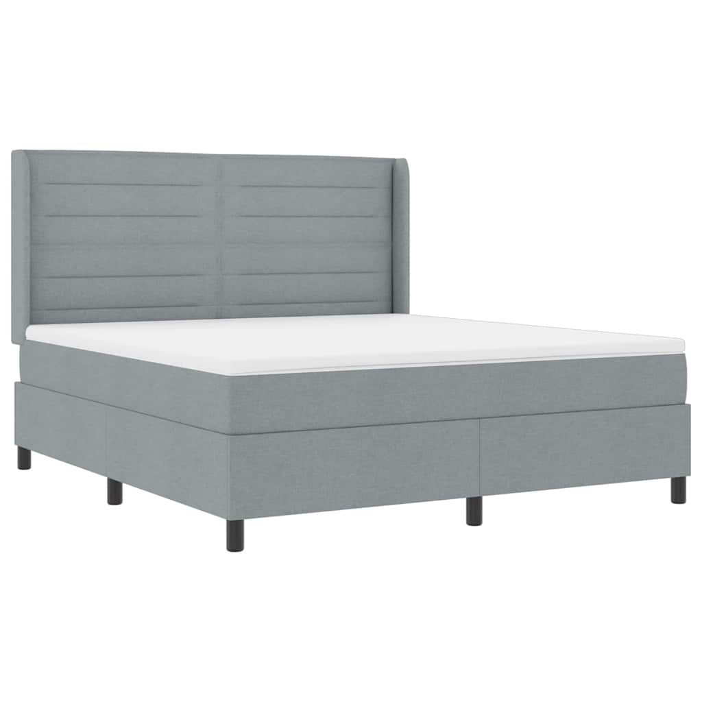 Lit à ressort LED avec matelas Gris clair 180 x 200 cm tissu - XIOS