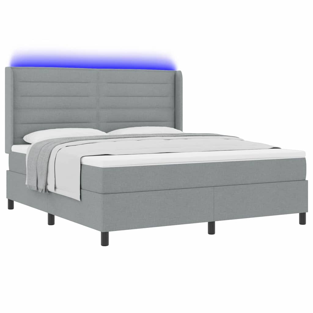 Lit à ressort LED avec matelas Gris clair 180 x 200 cm tissu - XIOS