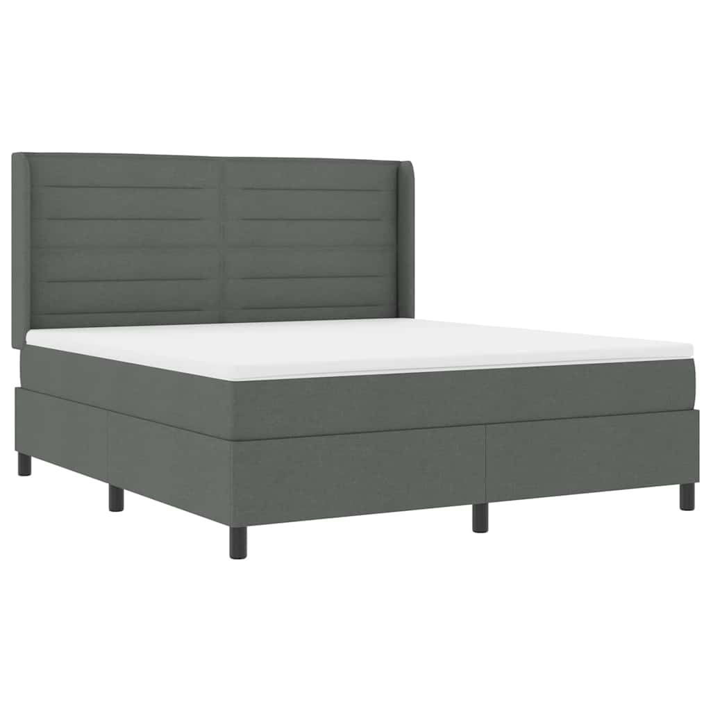 Lit à ressort LED avec matelas Gris foncé 180 x 200 cm tissu - XIOS
