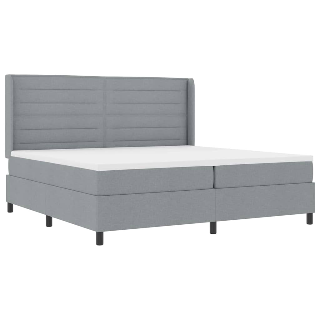 Lit à ressort LED avec matelas Gris clair 200 x 200 cm tissu - XIOS