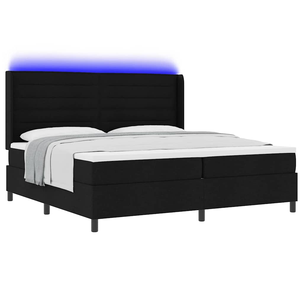 Lit à ressorts avec matelas Noir 200 x 200 cm tissu - XIOS