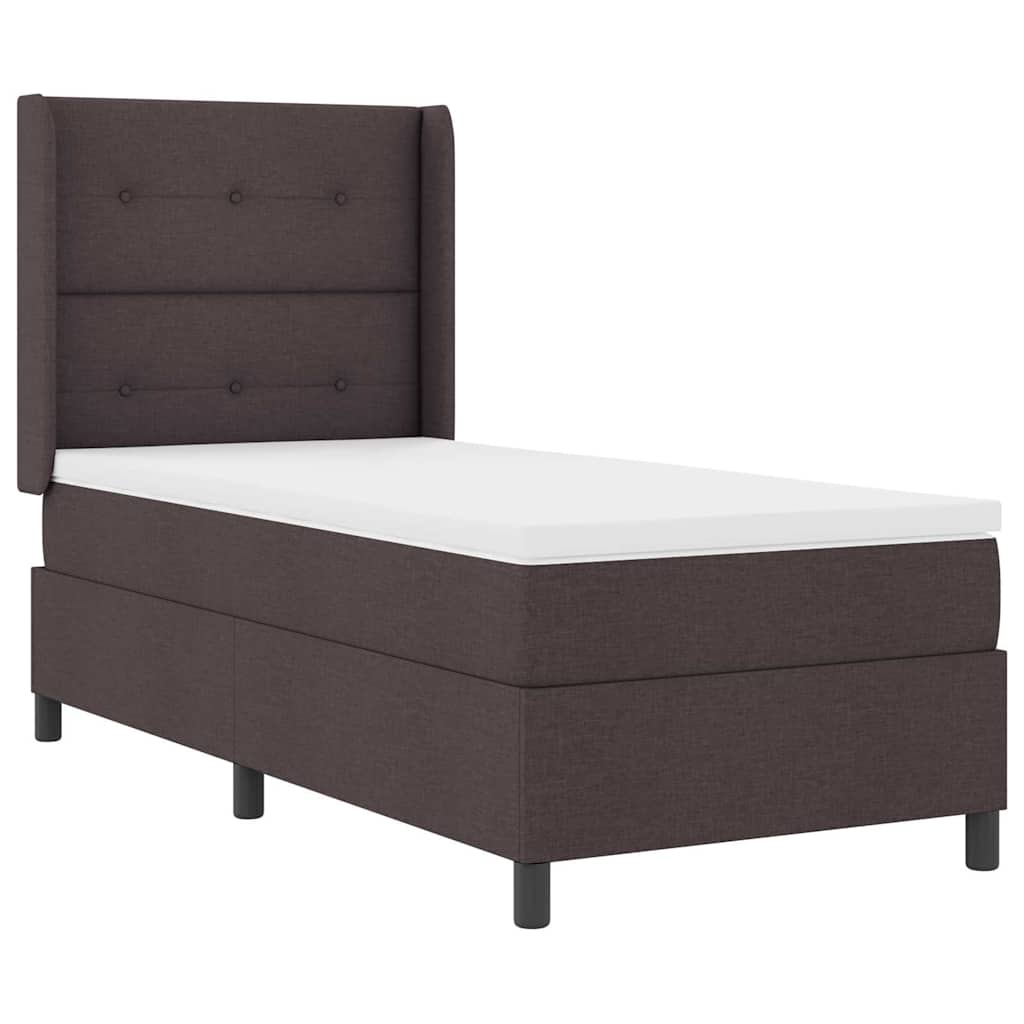 Lit à ressort LED Marron foncé 100 x 200 cm tissu