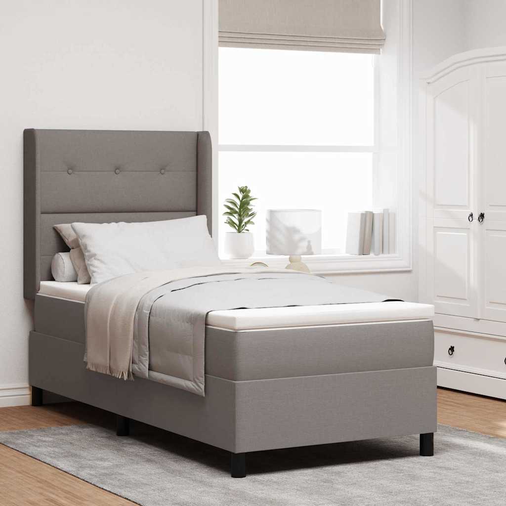 Lit à ressort LED avec tête de lit Taupe 100 x 200 cm tissu