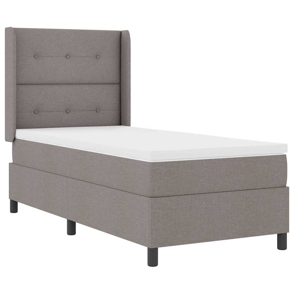 Lit à ressort LED avec tête de lit Taupe 100 x 200 cm tissu