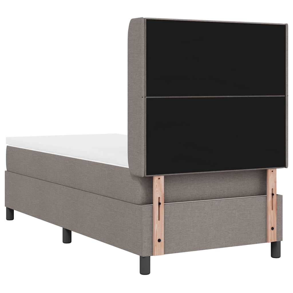 Lit à ressort LED avec tête de lit Taupe 100 x 200 cm tissu