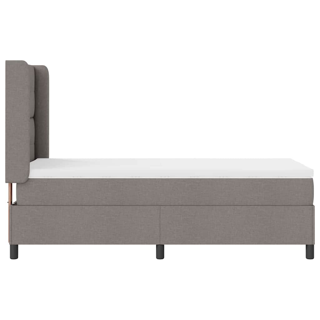 Lit à ressort LED avec tête de lit Taupe 100 x 200 cm tissu
