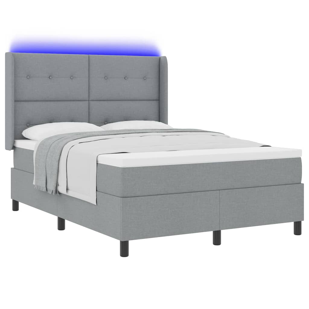 Lit à ressort LED avec matelas Gris clair 140 x 190 cm tissu - XIOS