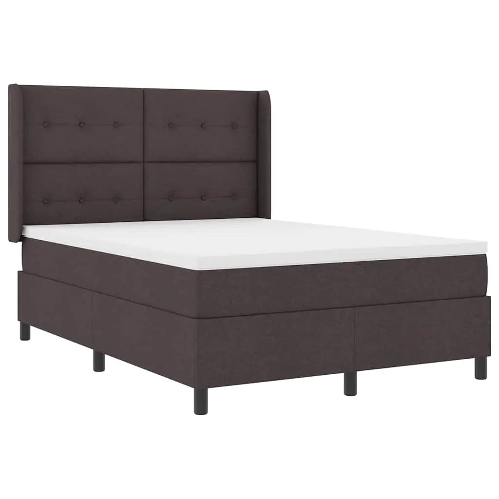 Lit à ressort LED Marron foncé 140 x 200 cm tissu - XIOS