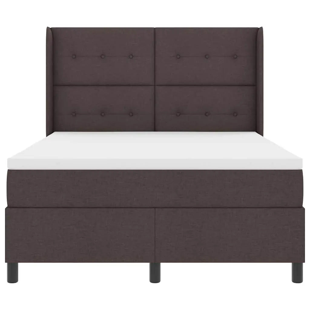 Lit à ressort LED Marron foncé 140 x 200 cm tissu - XIOS