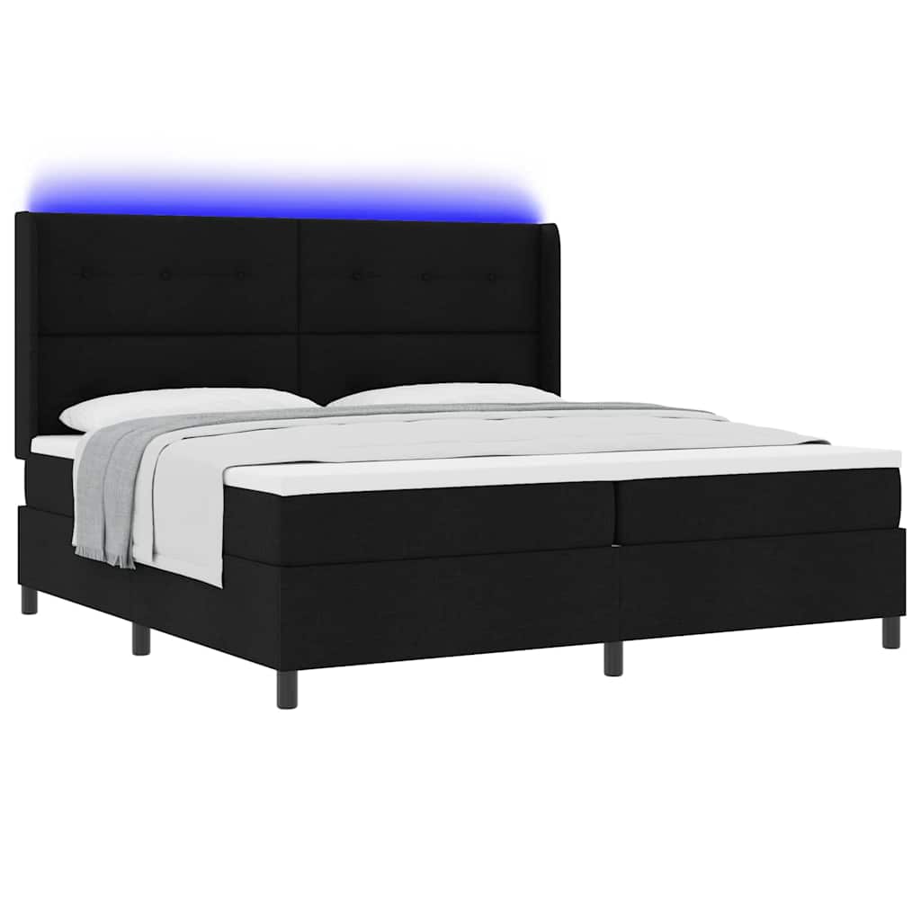 Lit à ressorts avec matelas Noir 200 x 200 cm tissu - XIOS