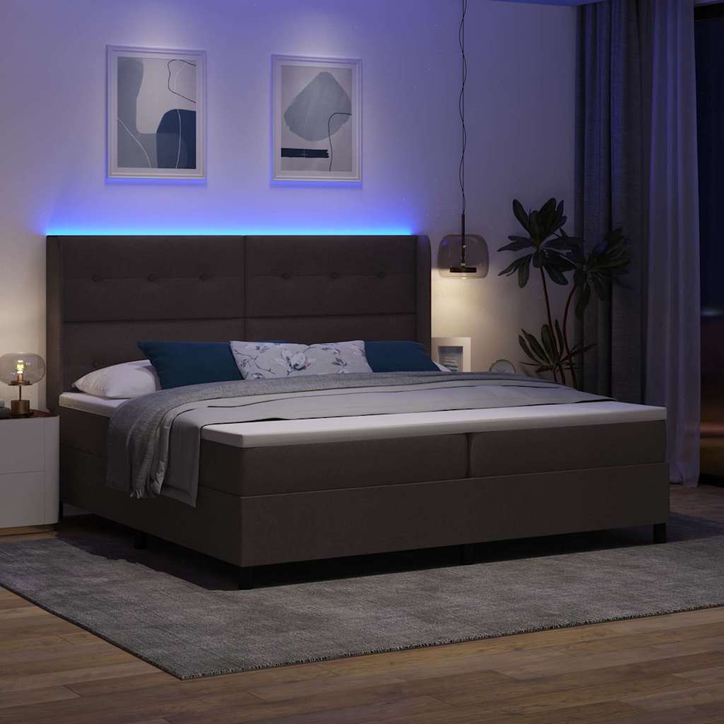 Lit à ressorts avec matelas Marron foncé 200 x 200 cm tissu - XIOS