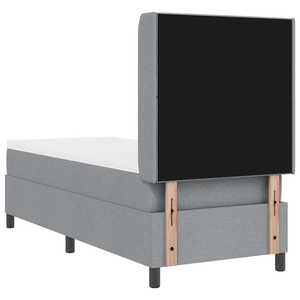 Lit à ressort LED avec tête de lit Gris clair 80 x 200 cm tissu