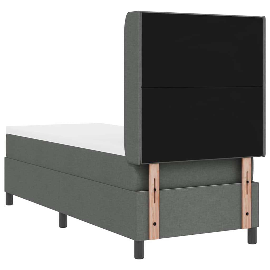 Lit à ressort LED avec tête de lit Gris foncé 90 x 190 cm tissu